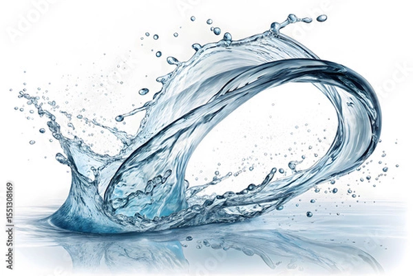 Obraz Flowing water splash isolated on white background