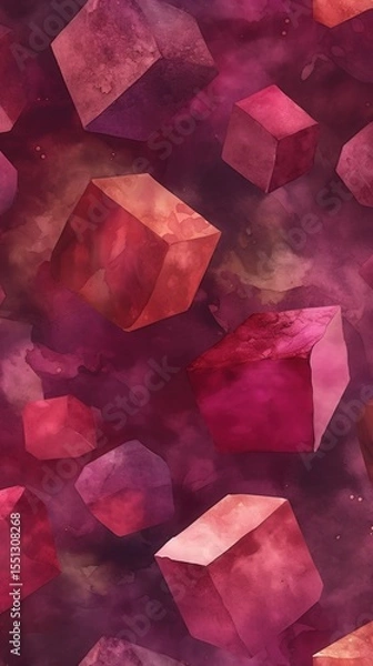 Obraz Watercolor Abstract Red Cubes Pattern