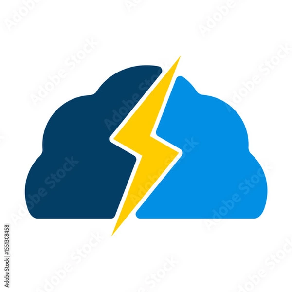 Fototapeta Blue cloud with electric symbol in the miidle vector logo