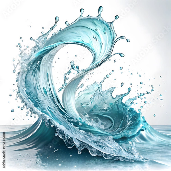 Obraz Flowing water splash isolated on white background