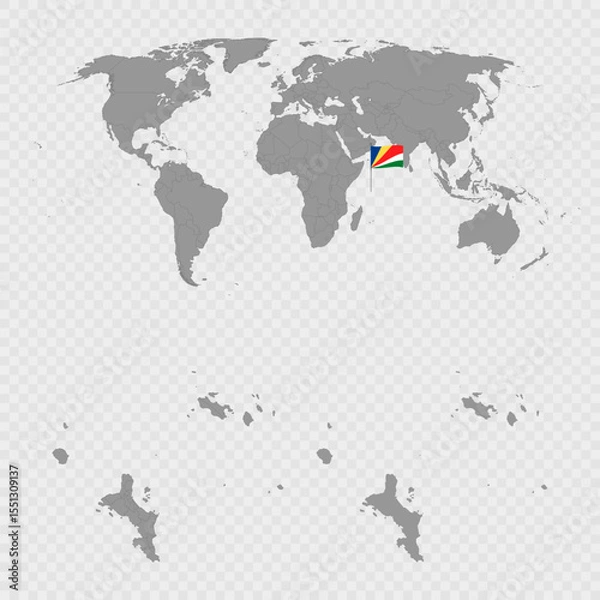 Fototapeta Seychelles Map Set with World Location.