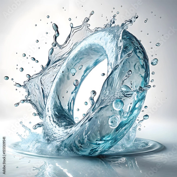 Obraz Flowing water splash isolated on white background