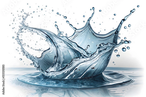 Obraz Flowing water splash isolated on white background