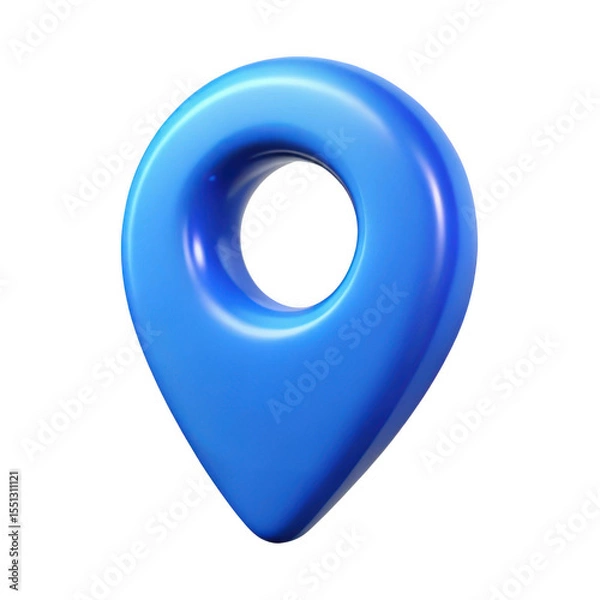 Fototapeta 3d realistic blue location pin icon isolated on transparent background