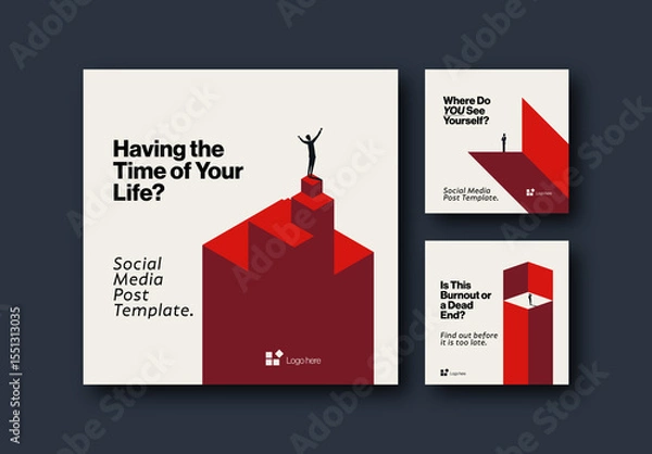 Fototapeta Business Career for Men Social Media Post Templates with Minimal Illustration