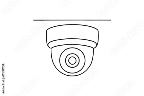 Fototapeta Ceiling Dome Camera continuous one line drawing minimalism design