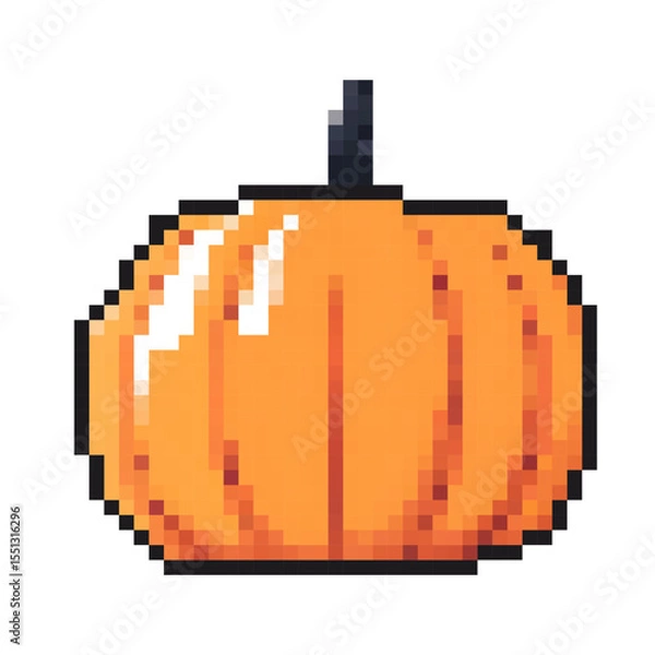 Obraz Bright orange pixelated pumpkin design suitable for Halloween decorations and autumn themes