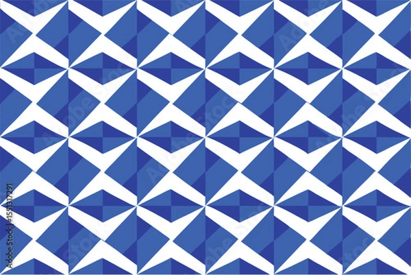 Fototapeta Seamless pattern of geometric shapes in blue and white colors.