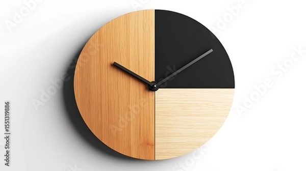 Obraz Minimalist analog wall clock modern design isolated on plain white background