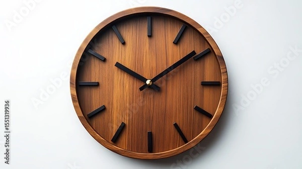 Obraz Minimalist analog wall clock modern design isolated on plain white background