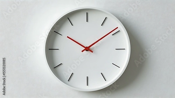 Obraz Minimalist analog wall clock modern design isolated on plain white background