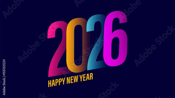 Fototapeta 2026 Happy New Year festive graphic design. New Year 2026 color design template. Vector illustration.