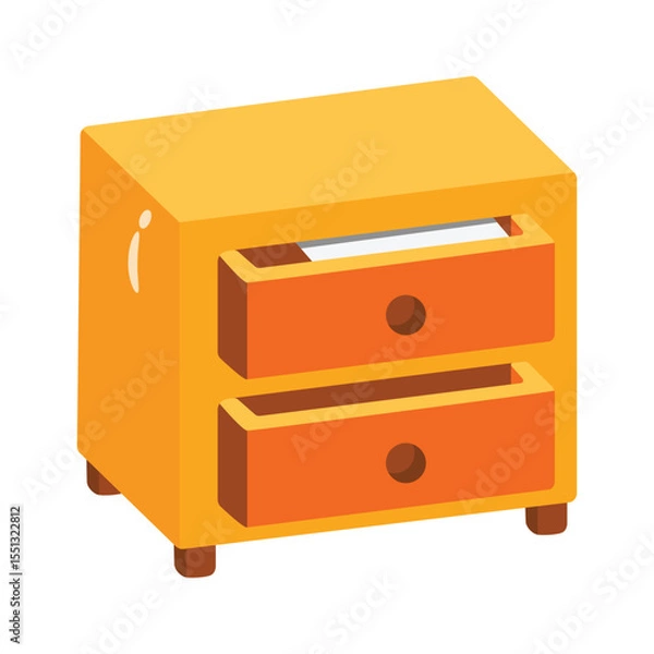 Fototapeta A 2d style icon of wooden style bedside table  