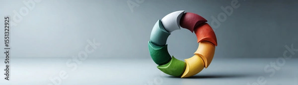 Fototapeta Colorful circular diagram with arrows showing product lifecycle phases reuse repair recycle reduce, and sustainability concept