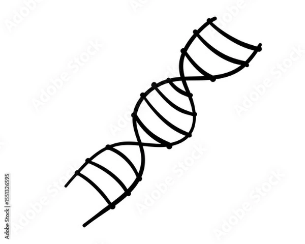 Fototapeta Hand drawn doodle icon of DNA structure. Outline chemical and medical symbol. Simple sketch style molecular biology clipart. Vector line illustration. Isolated on white.