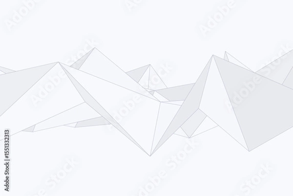 Fototapeta Origami polygon shapes arranged in a geometric mountain-like scene on a light abstract vector background