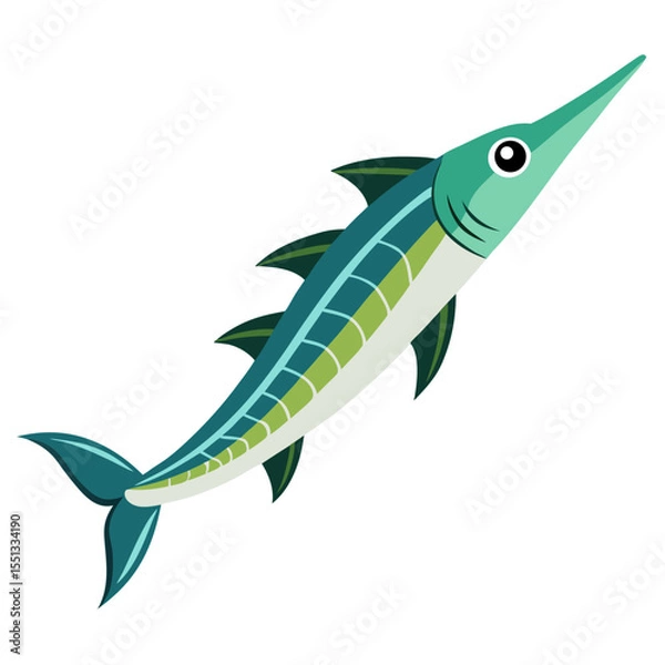Obraz Minimalist Flutemouth Cornetfish Graphic Illustration