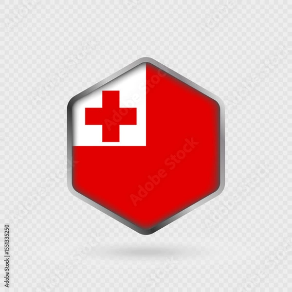 Fototapeta Tonga Flag Icon in Hexagon Shape.