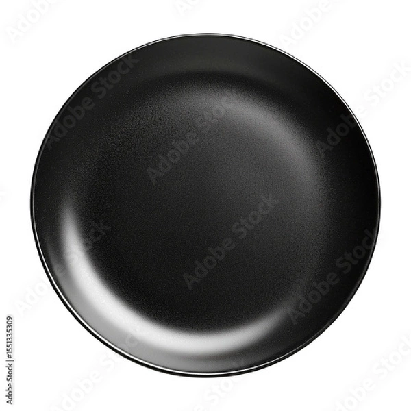 Fototapeta isolated black empty plate , top view