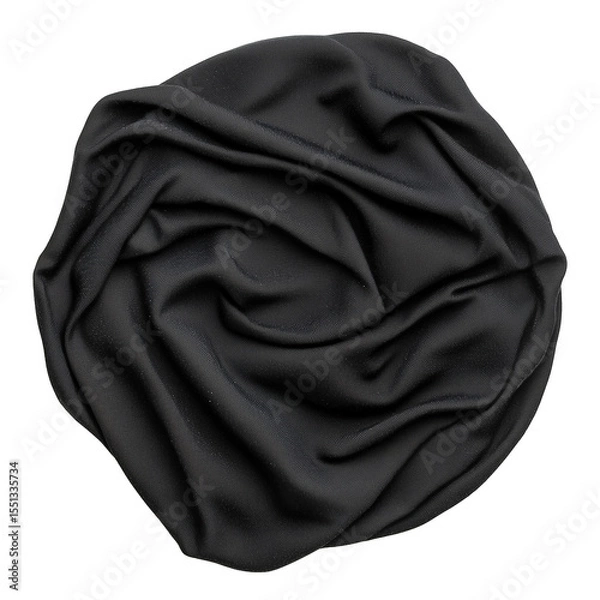 Fototapeta isolated elegant black silk or satin texture round banner	
