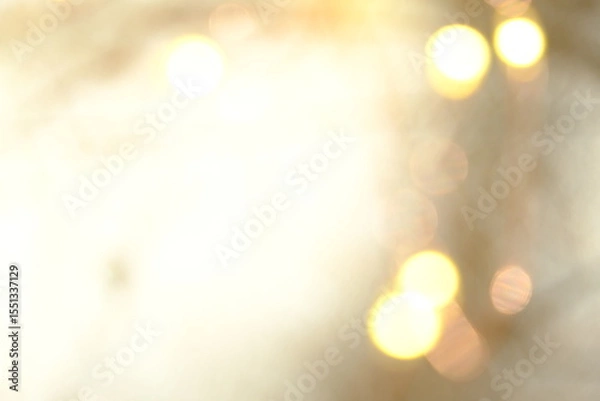 Fototapeta Dreamy golden bokeh and flare background, blurred nature in the morning. Peaceful or serene backgrounds.
