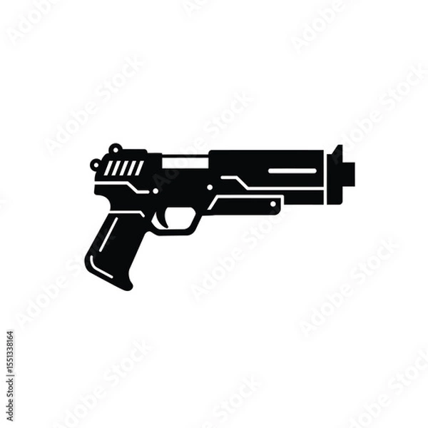 Obraz Black Silhouette Vector Laser Gun Icon White Background 1