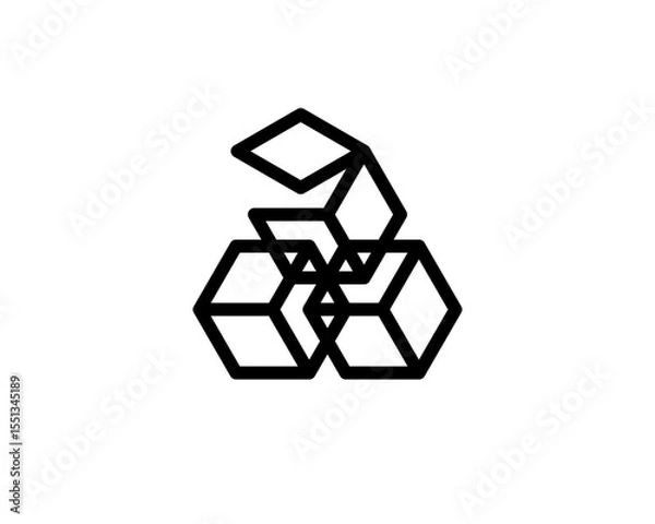 Obraz Black Abstract Geometric Cube Diamond Structure Logo