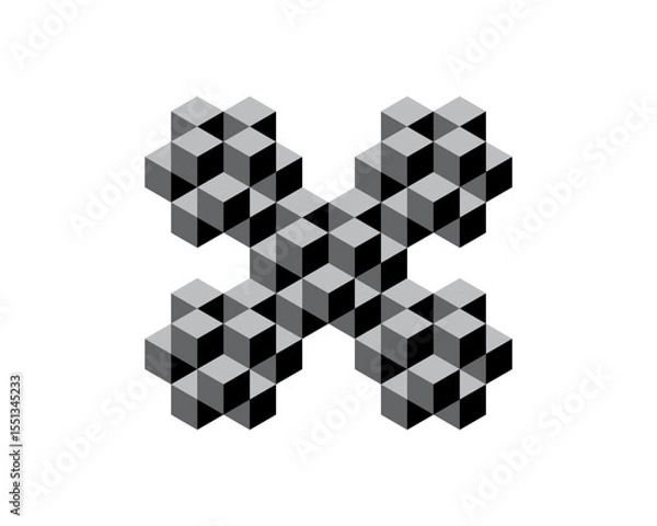 Obraz 3D Isometric Geometric Shape Cube Stacked Structure Logo