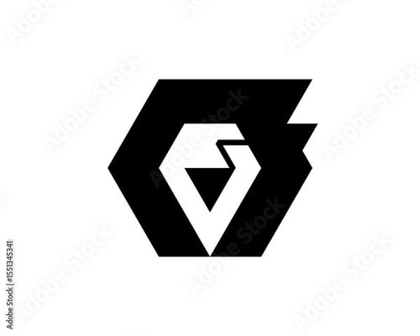 Obraz Simple Geometric Shape Lion Head Logo Inside Hexagon