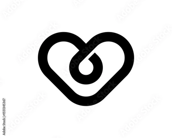 Obraz Simple Minimalist Heart Logo Line with Loop Tangled Intertwined Element