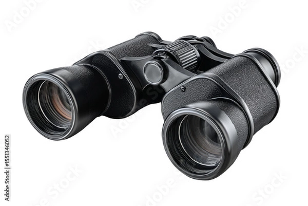 Obraz Black binoculars isolated on transparent background.