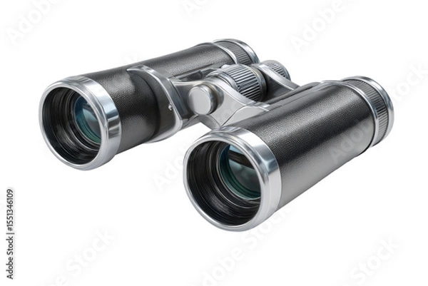 Obraz Black binoculars isolated on transparent background.