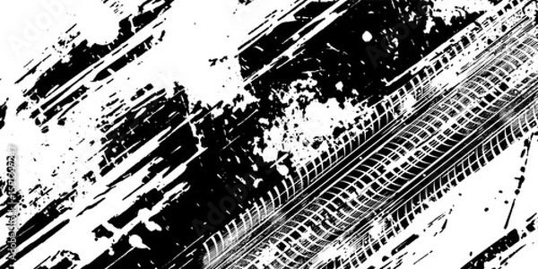 Fototapeta Abstract black and white background with tire tracks.. vector illustration eps 10