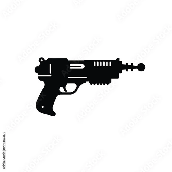 Obraz Black Silhouette Sci Fi Ray Gun Vector Icon raygun