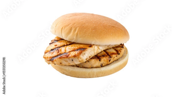 Fototapeta a grilled chicken sandwich with a plain bun isolated on transparent background