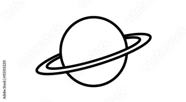 Fototapeta Simple and clean black outline vector icon of the planet Saturn with its signature ring