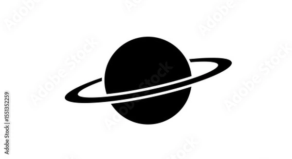 Fototapeta Simple and clean black outline vector icon of the planet Saturn with its signature ring