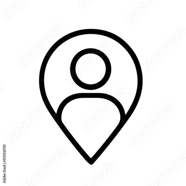 Fototapeta Minimalist Outline Person Location Pin Sign Shape Icon Element