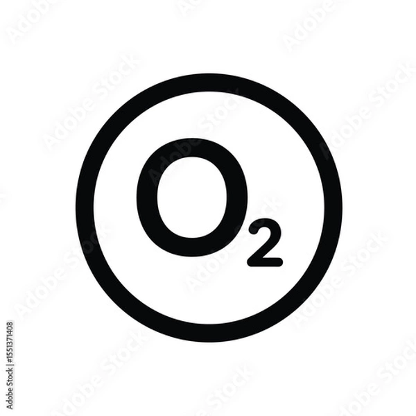 Fototapeta Black Oxygen O2 Symbol Vector Icon White Background