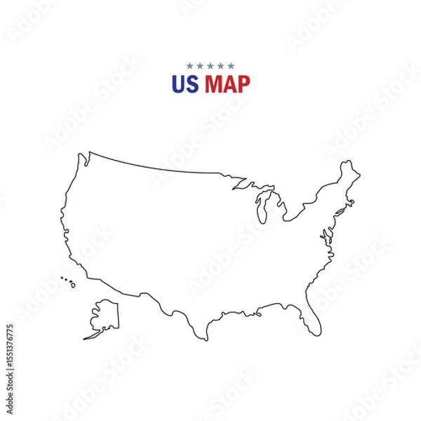 Fototapeta us map with state names