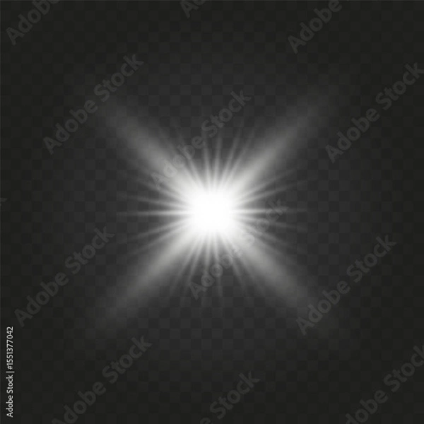 Obraz Realistic Sun Light Rays Effect on Transparent Background