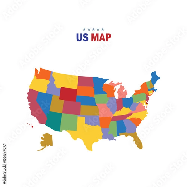 Fototapeta us map with state names