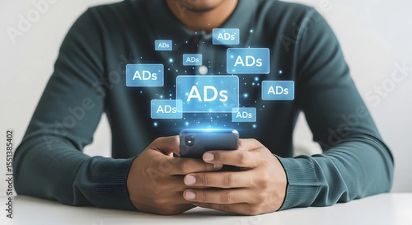 Fototapeta Mobile Marketing with Digital Ads Interface