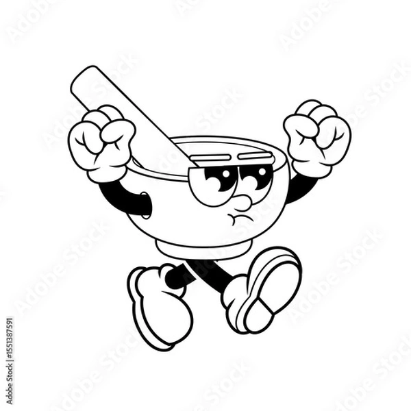 Fototapeta Retro character design of angry mortar outline