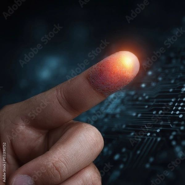Fototapeta Digital fingerprint authentication technology