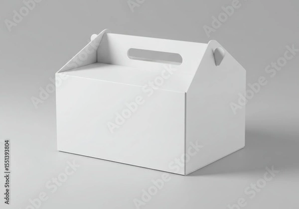 Fototapeta Plain white cardboard box with handle