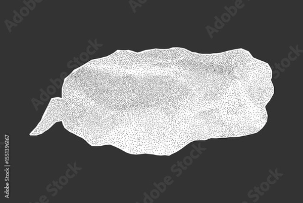 Fototapeta Wrinkled notebook paper speech bubble on dark background. White surface jagged torn edges gritty texture and halftone detail.