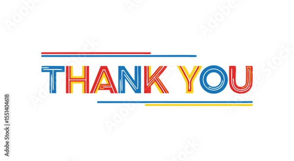Fototapeta Colorful Thank You Celebration Vector Style Art isolated on transparent background hank You Sign in Bold Colors
