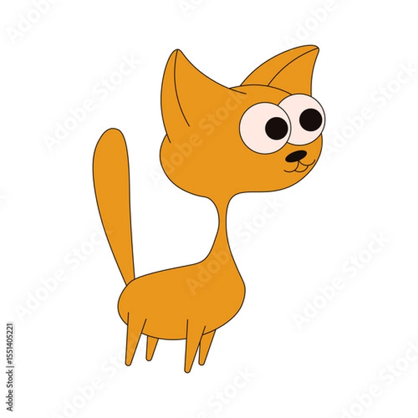 Fototapeta Vector cat. Cute Whimsical cat isolated transparent background. Ideal for kids prints, nursery art, poster, stickers, card cover print. EPS 10