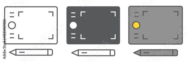 Fototapeta Graphic table icon collection, pen tablet and device, digital drawing sign vector set graphics, editable stroke linear icon, eps 10